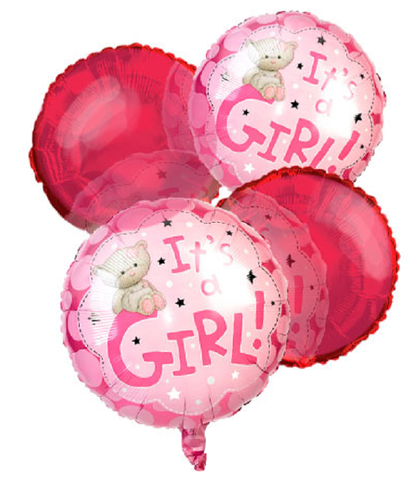 Bouquet de ballons rose pour bébé fille - lot de 4