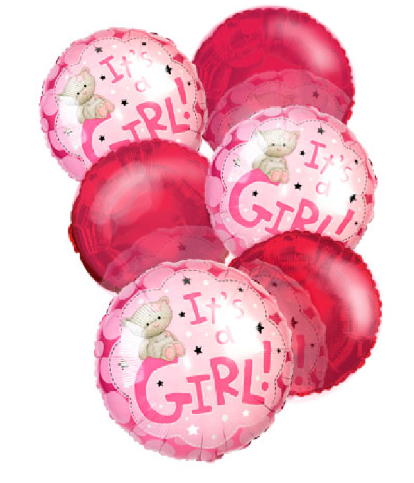 Bouquet de ballons rose pour bébé fille - Ensemble de 6 pièces