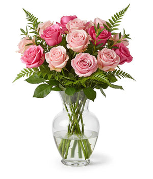 Bouquet Élégant de 12 Roses Roses à Longue Tige - Vendredi Fou