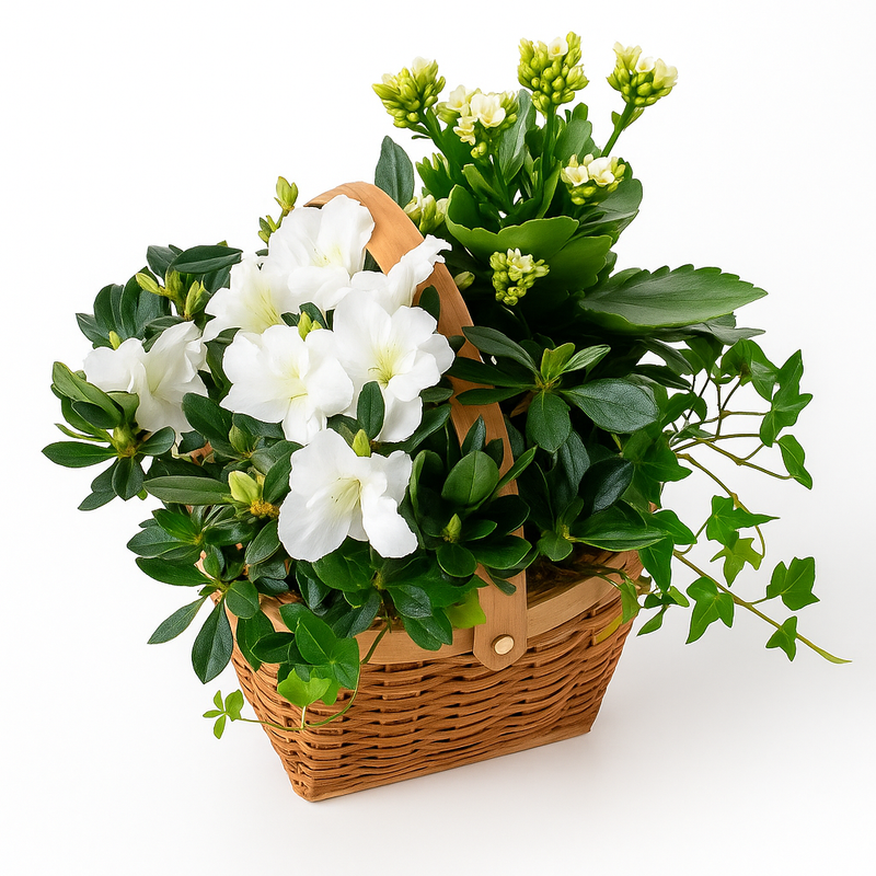 Panier Floral "Élégance Naturelle" - Plantes Vivantes - Collection Botanique