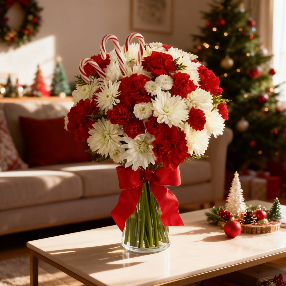 Œillets de Canne à Sucre (24 tigres) – Bouquet Festif de Noël - Fleur Quebec
