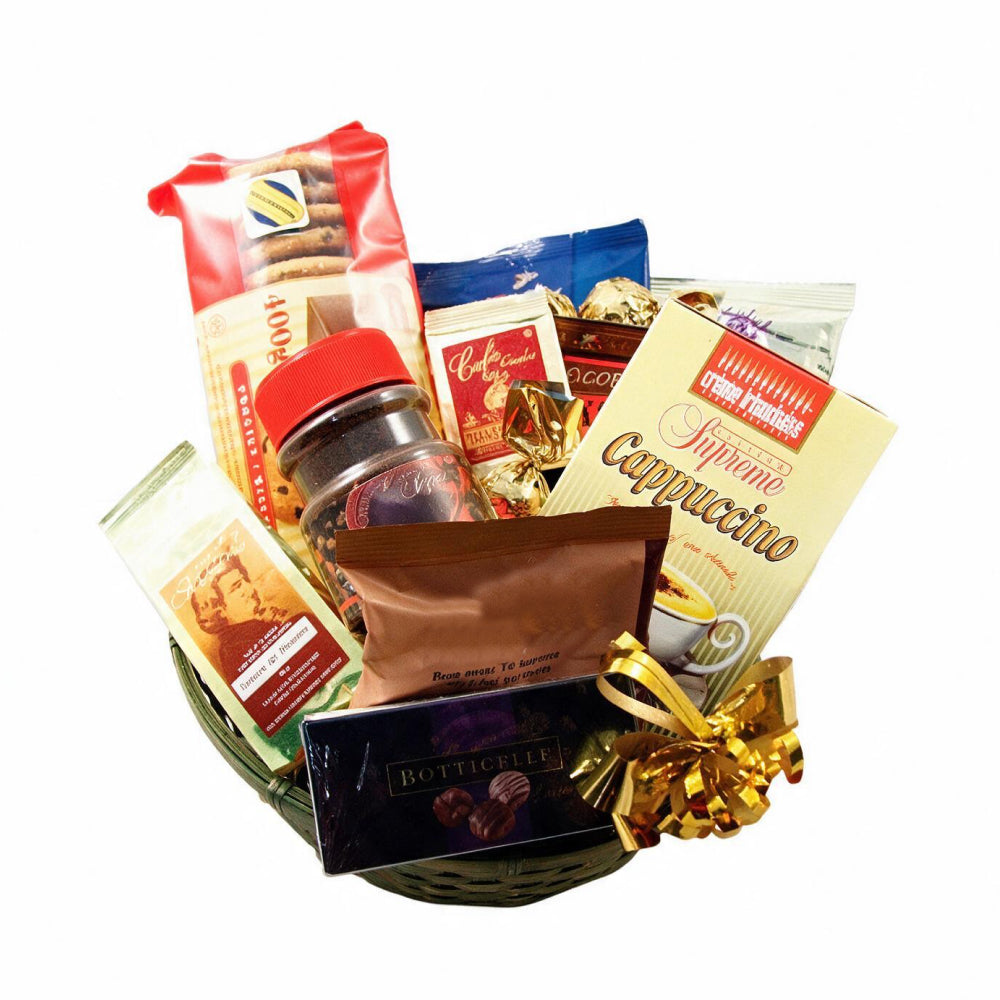 Panier Cadeau Gourmet - Café, Biscuits et Truffes - Toutes Occasions