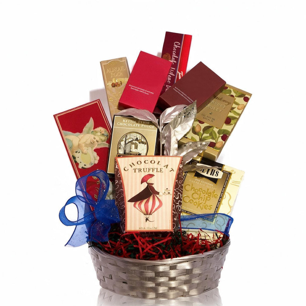 Panier Cadeau Gourmet - Chocolats, Craquelins et Noix - Toutes Occasions