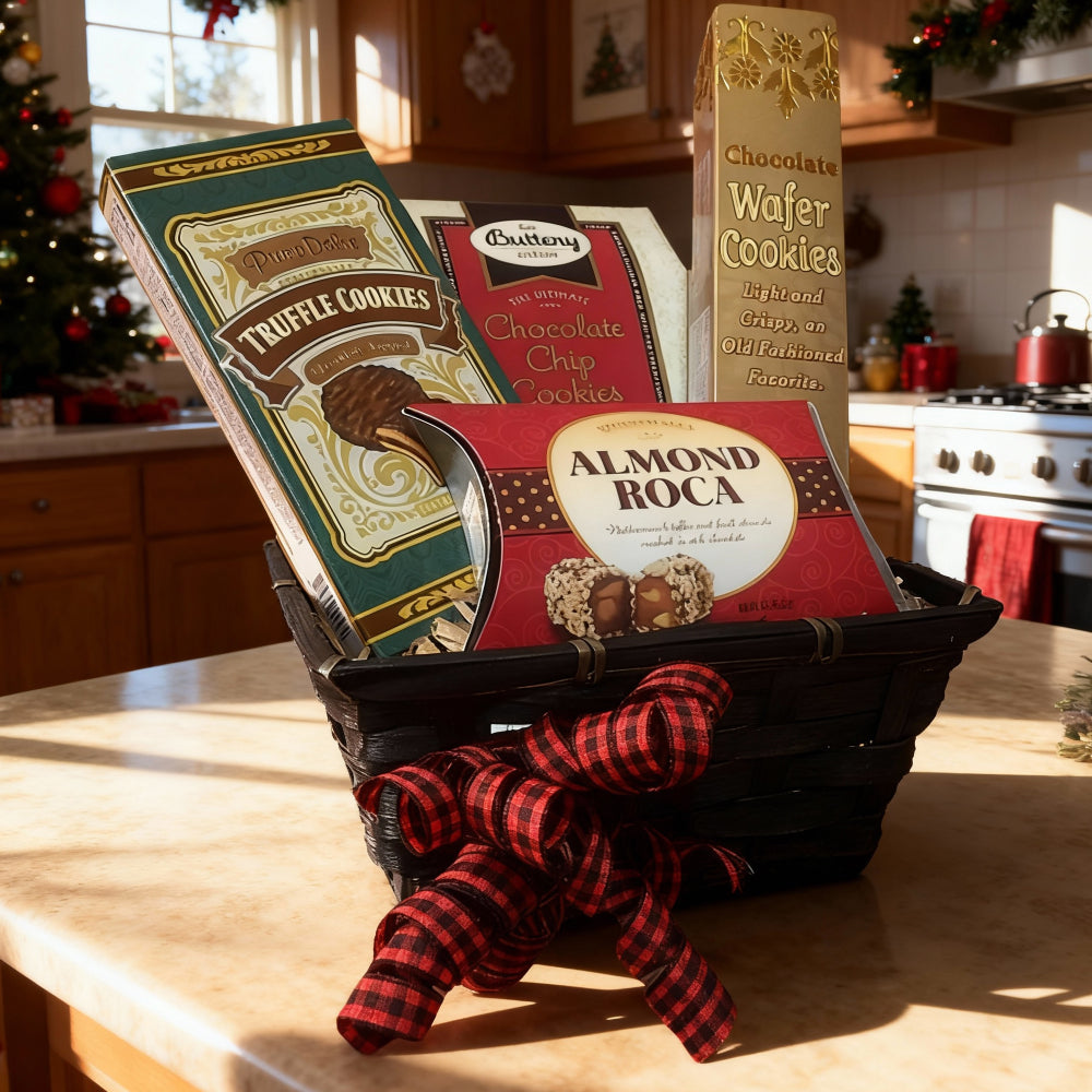 Lindt Gift Basket and Belgian Truffles - Rustic Christmas Collection