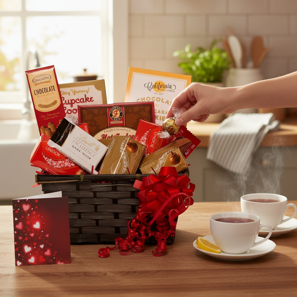 Lindt Premium Gift Basket - Hot Chocolate and Shortbread Cookies - Special Edition