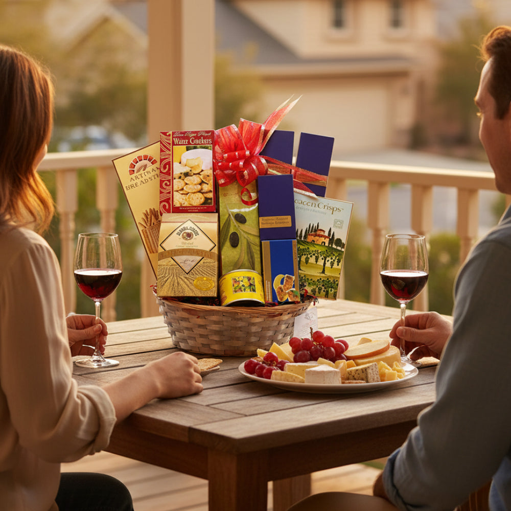 Lindt Lindor Premium Gift Basket - Quebec Cheeses and Almonds