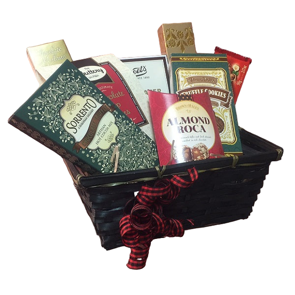 Panier Cadeau Luxury Champêtre - Chocolats, Amandes et Caramel - Noël