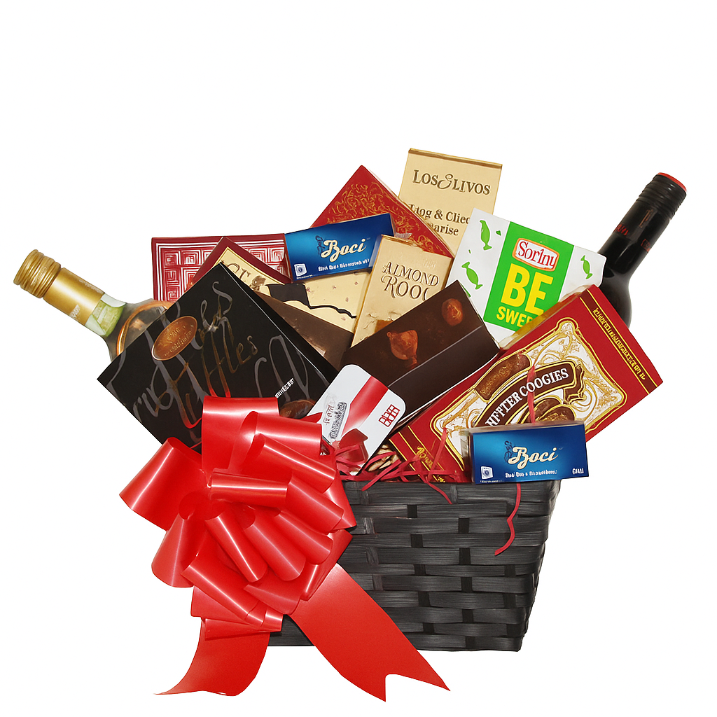 Panier Cadeau Premium - Vins Italiens, Chocolats et Douceurs - Anniversaire