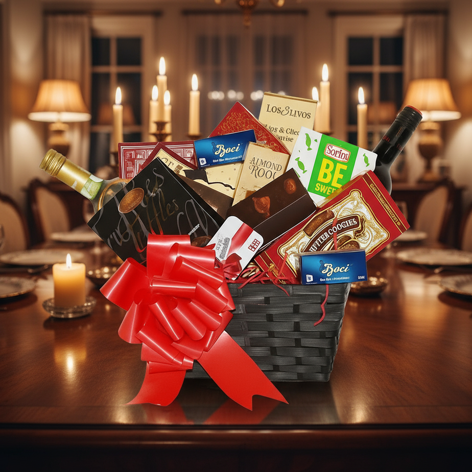 Panier Cadeau Premium - Vins Italiens, Chocolats et Douceurs - Anniversaire Fleur Québec