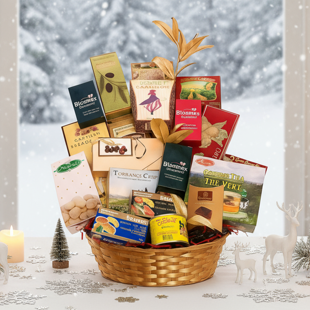 Panier Cadeau Luxury - Chocolats, Fruits de Mer Fumés et Truffes - Entreprise Fleur Québec