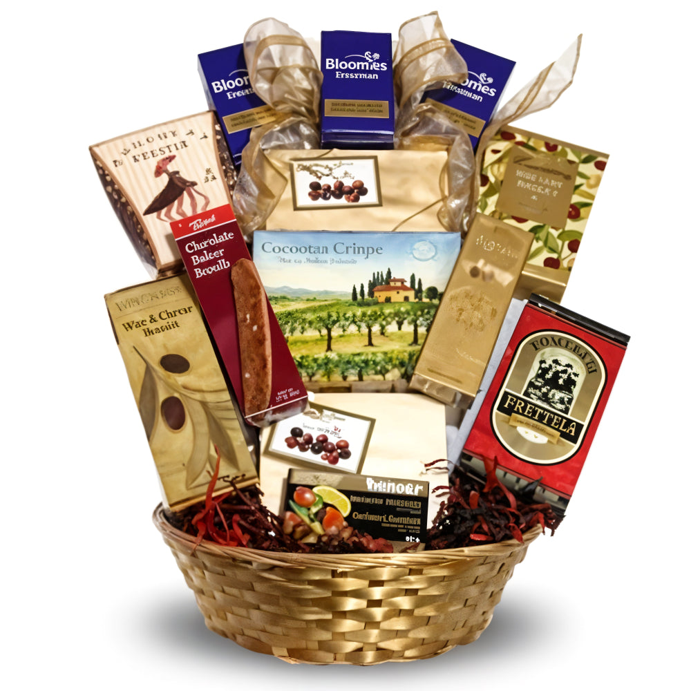 Panier Premium « Deluxe Choix » (13 articles)- Chocolats, Biscuits, Thés et Cafés