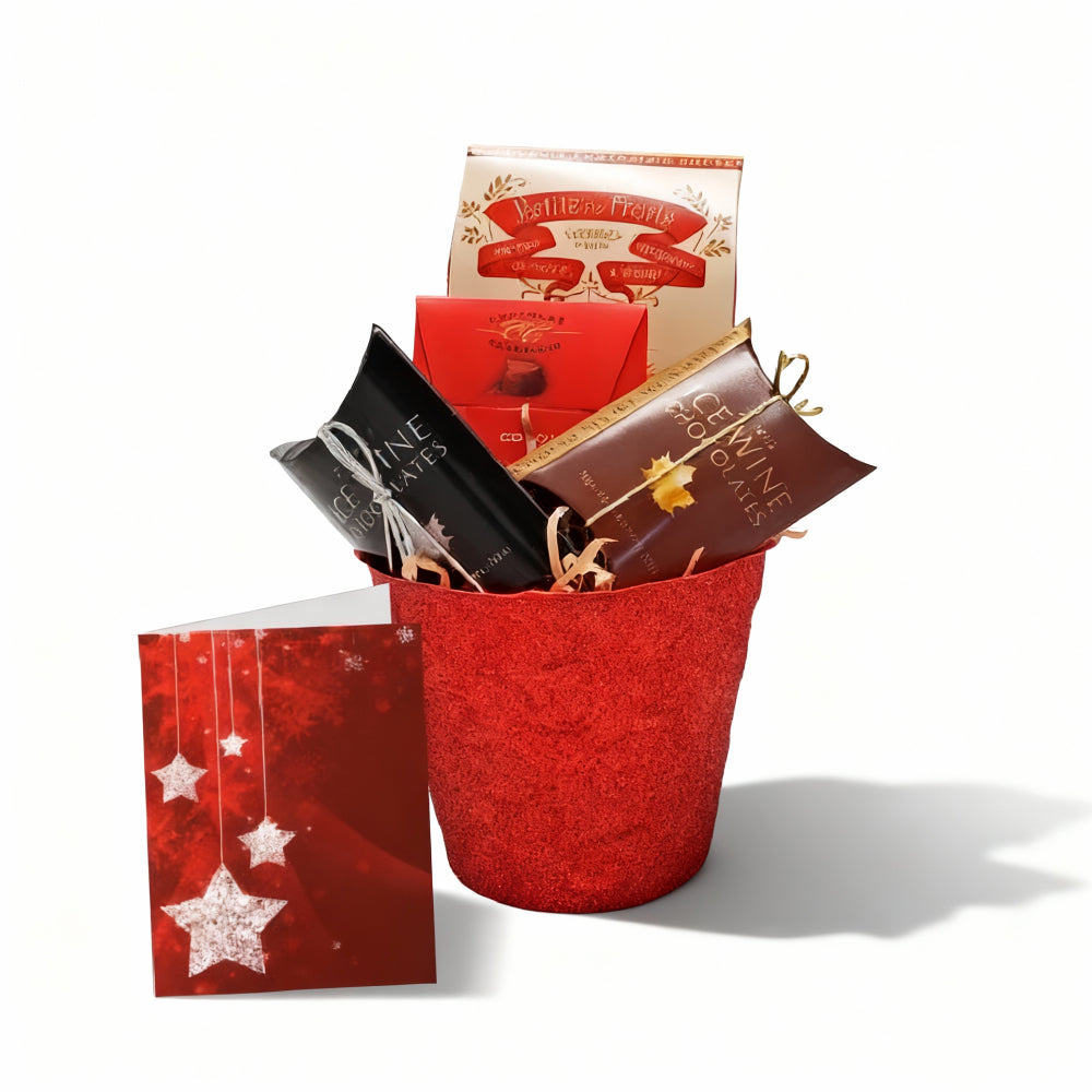Panier Cadeau Traditionnel de Noël - 4 Articles Gourmands avec Carte Personnalisée