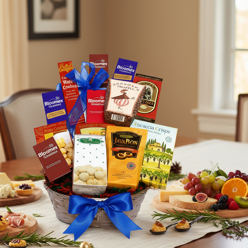 Panier Cadeau Gourmand « Tentation des Fêtes » – 18 Délices Luxe : Lindt, Truffes et Biscuits