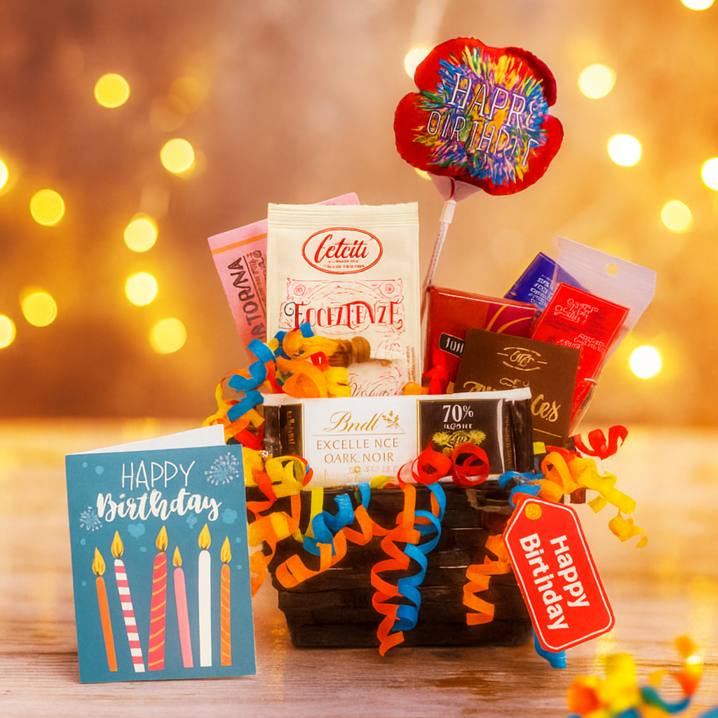 Panier Cadeau Luxury de Chocolats et Collations Italiennes pour Anniversaires Fleur Québec