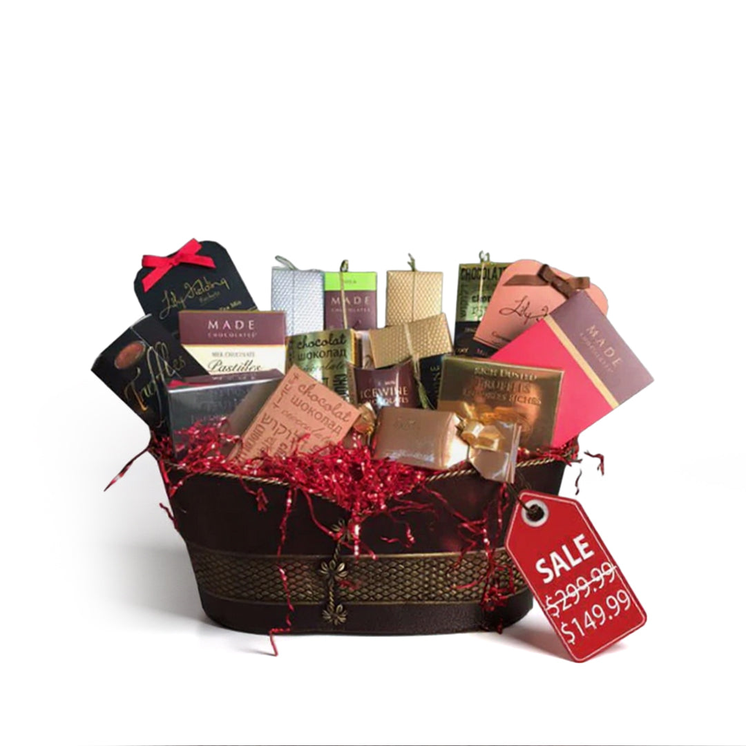 Panier Cadeau Gourmet Chocolat (Lindt, Sorini, Belges) – "Elegance Collection IV"