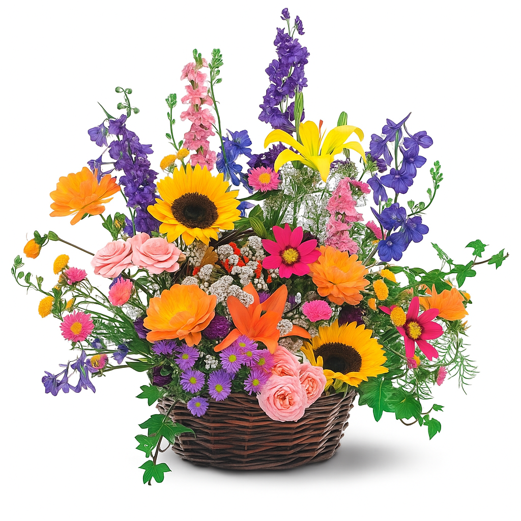 Panier Floral de Saison en Osier - Toutes Occasions