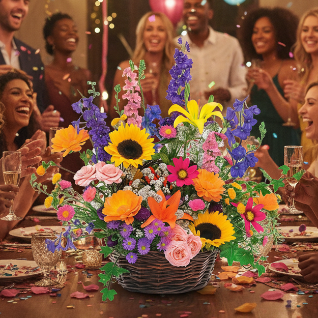 Panier Floral de Saison en Osier - Toutes Occasions