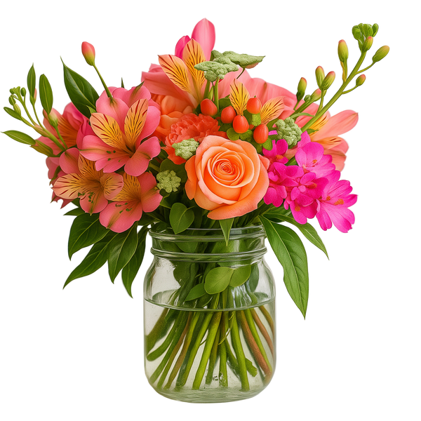 Pot Mason "Lever de Soleil" - Roses Assorties - Fleur Quebec