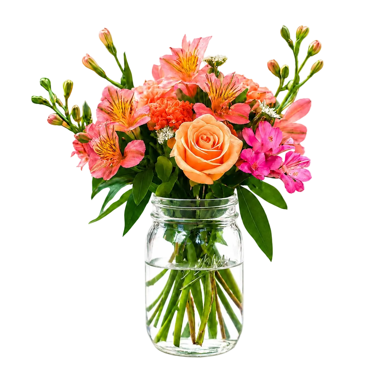 Mason Jar "Sunrise" - Assorted Roses 