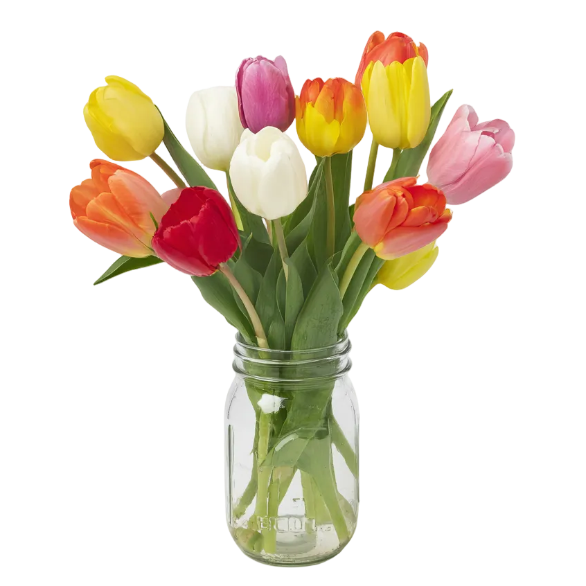 Springtime Mason Jar of Vibrant Roses - Mother's Day