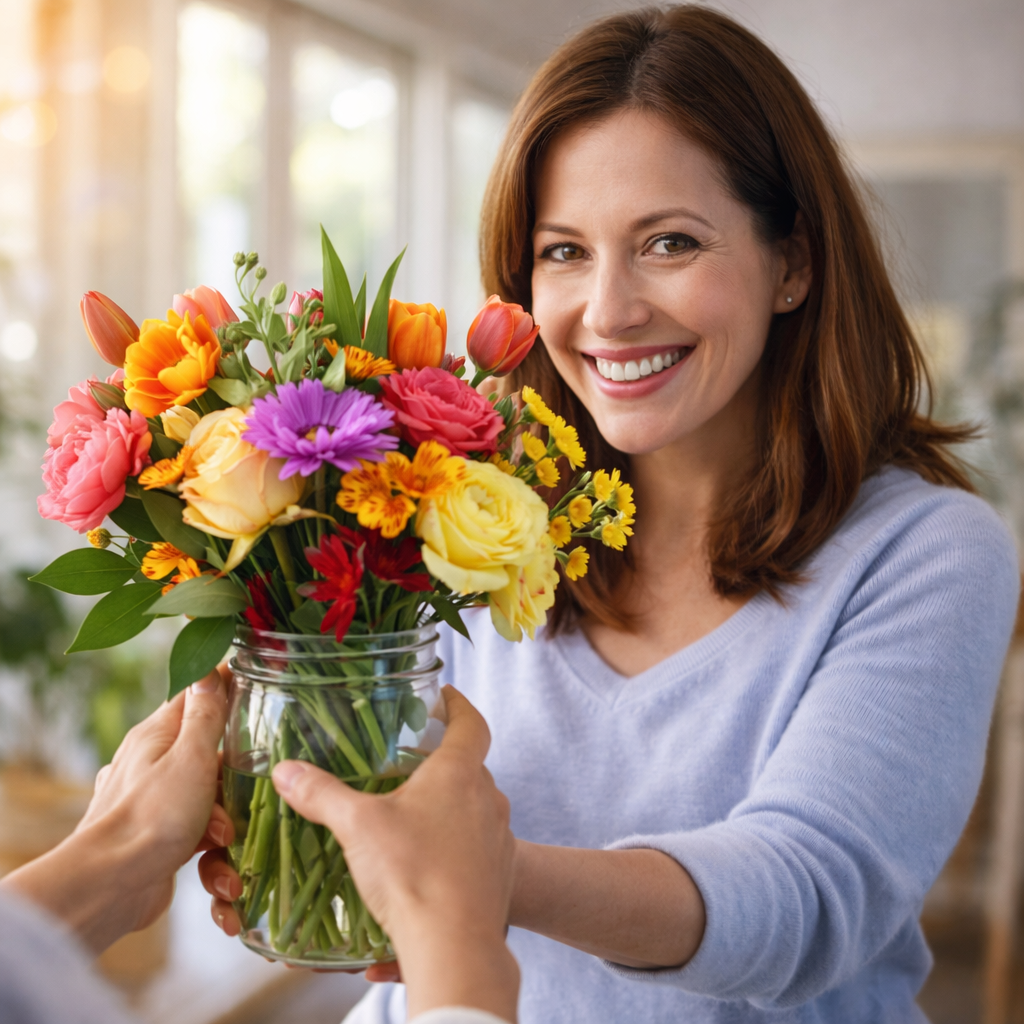 Mason Jar "What a Mom!" - Vibrant and Colorful Roses