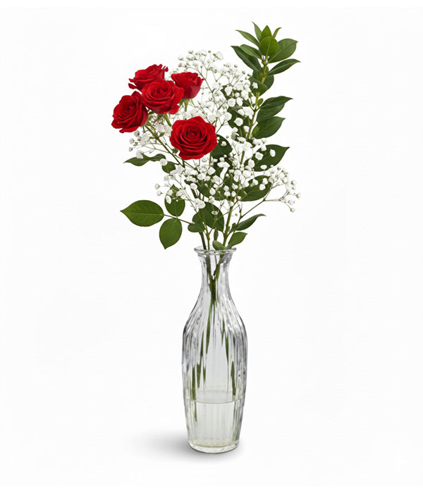 Rose Spray Rouge en Vase
