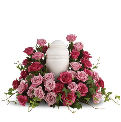 Élégante Rose Symphony Funeral Urn Arrangement Floral