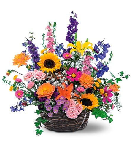 Arrangement de paniers de fleurs de saison vibrants pour toutes les occasions