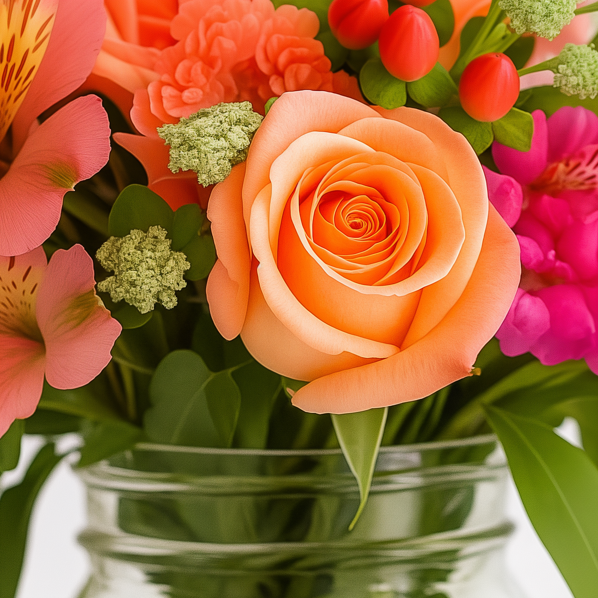 Pot Mason "Lever de Soleil" - Roses Assorties Fleur Québec