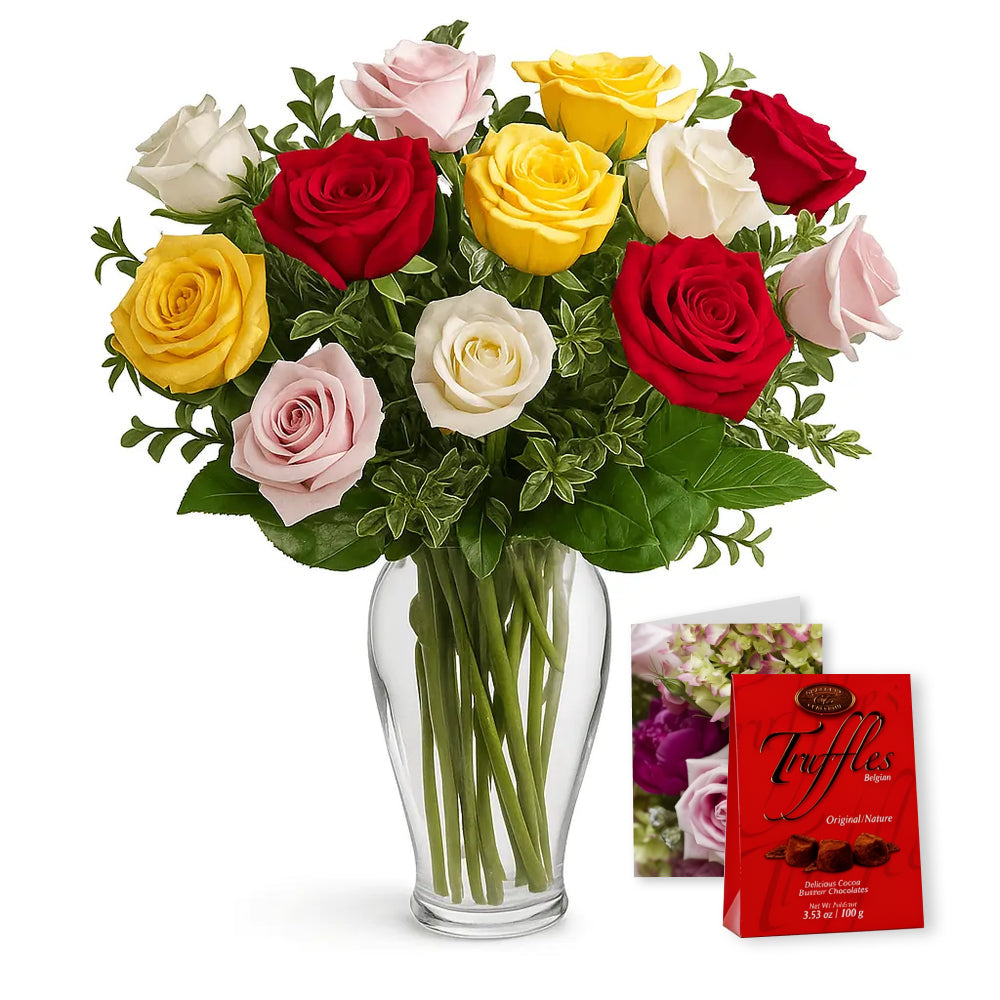 Une Douzaine de Roses Assorties Combo I
