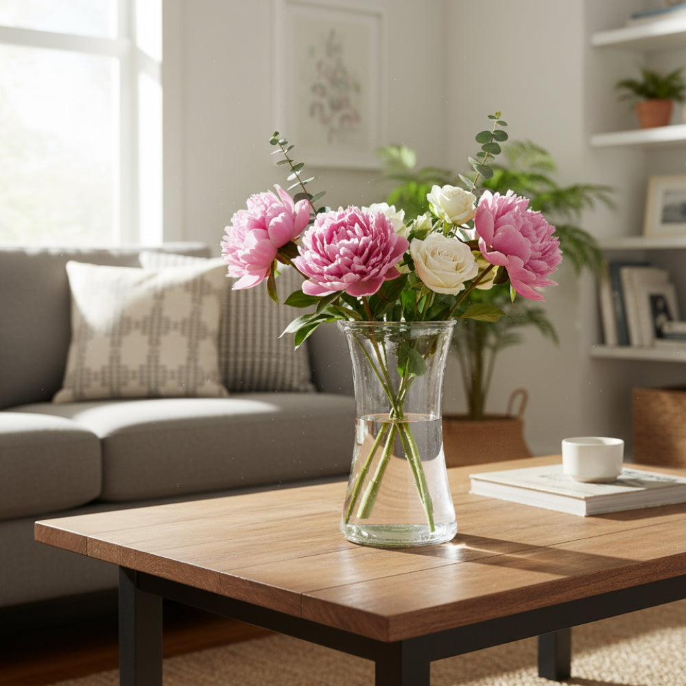 Vase en Verre Transparent - Décoration Intérieure - Fleur Quebec