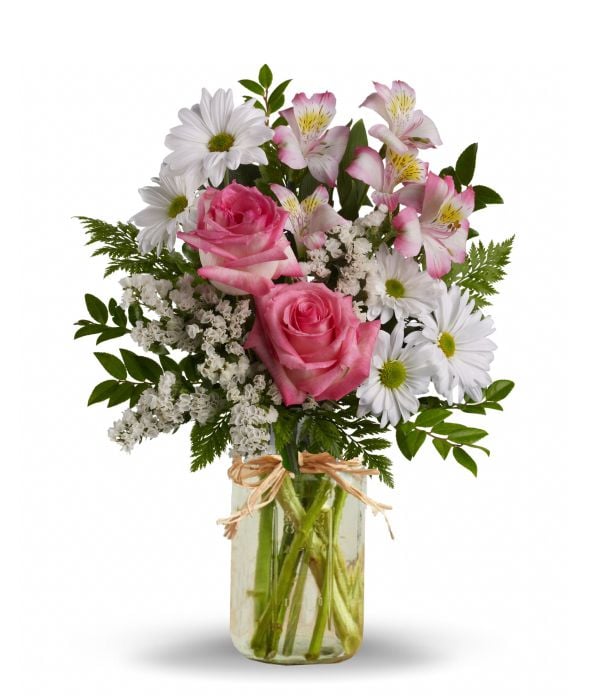 Amour rose dans un pot Mason