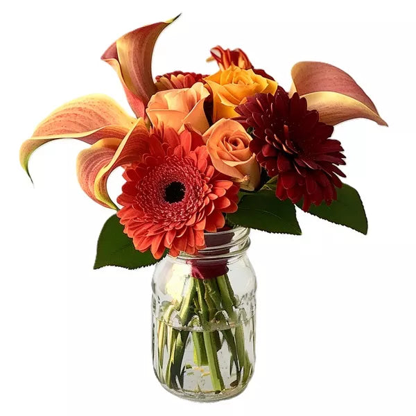 Autumn Breeze in Mason Jar - Flower Delivery New Zealand