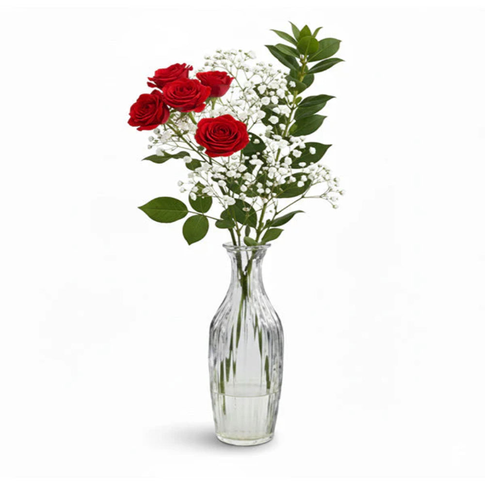 Rose Spray Red in a Button Vase
