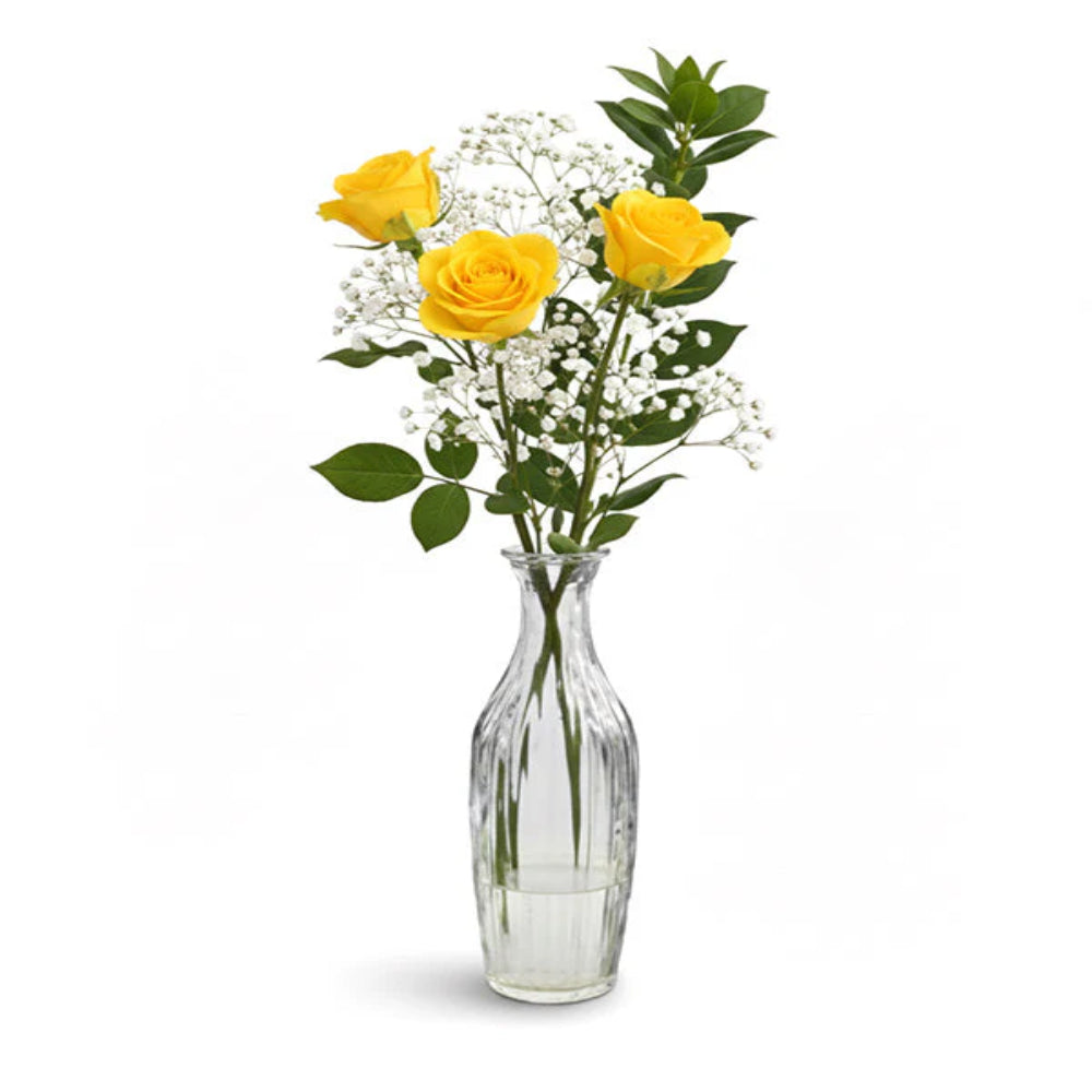 Rose Spray Yellow in Button Vase
