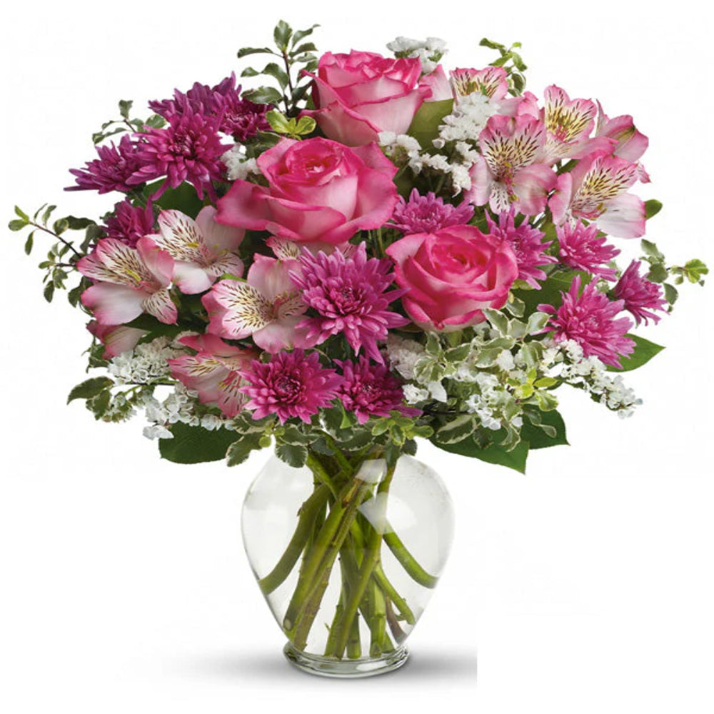 "Pink Bliss" Bouquet - Pink, Lavender and White Roses