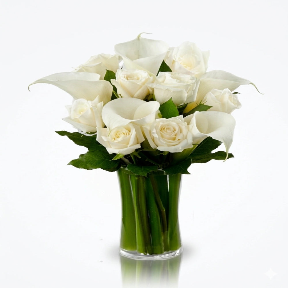 Bouquet Élégant de Roses Blanches - Mariage