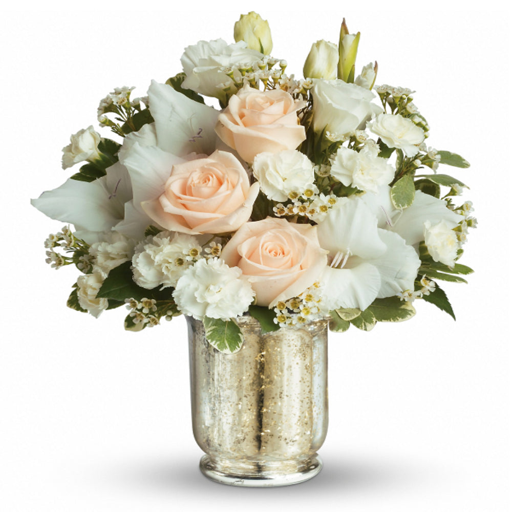 Bouquet Romantique "Recette" - Roses Crémeuses et Blanches - Mariage