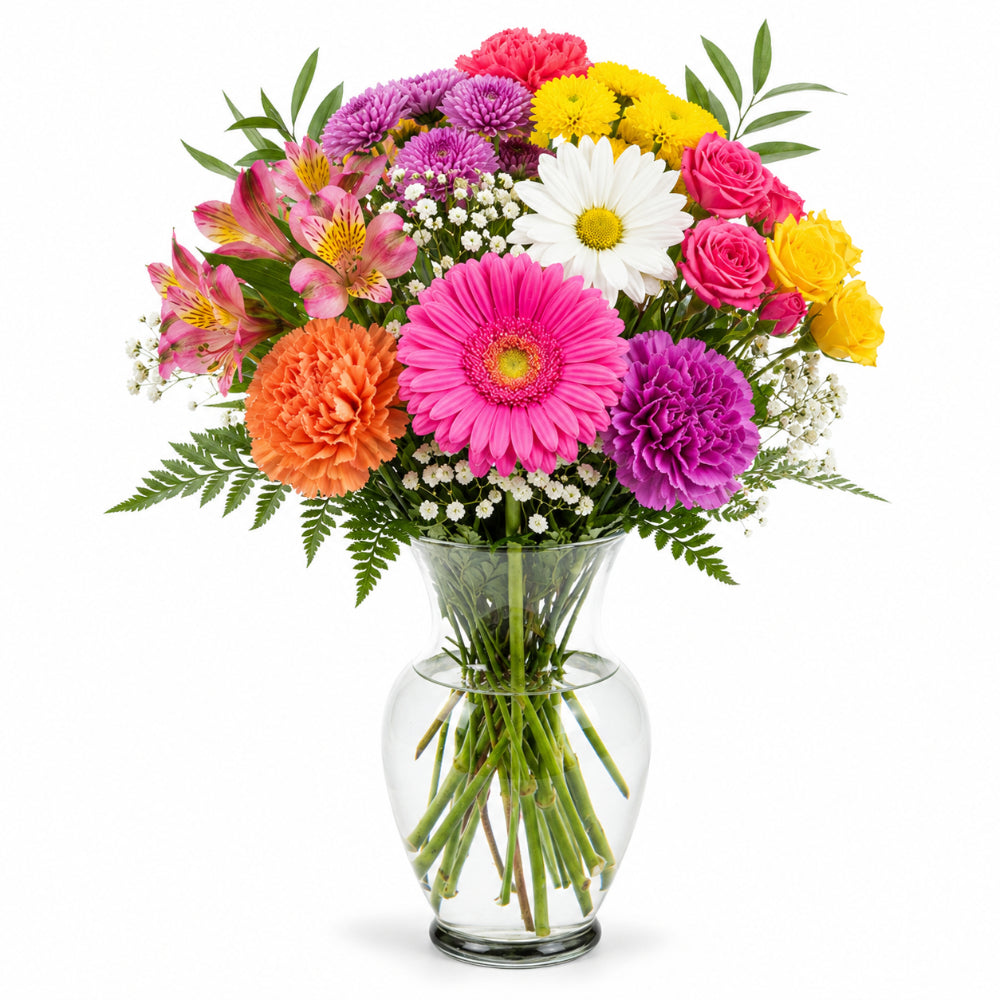 Choix du fleuriste – Couleurs vives avec vase