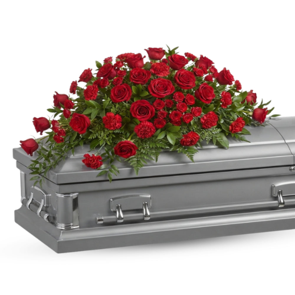 Gerbe de cercueil Révérence de roses rouges