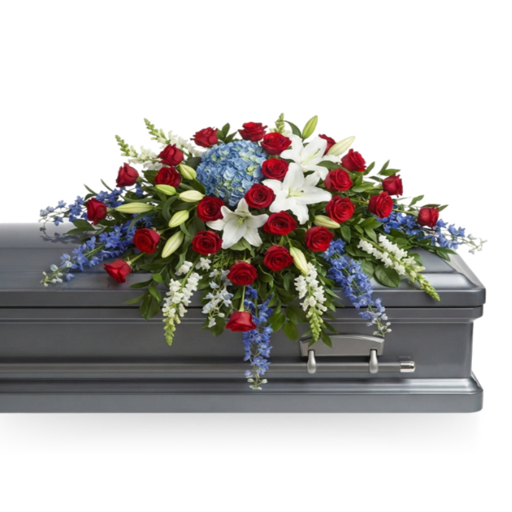 Elegant arrangement of funeral coffin spray