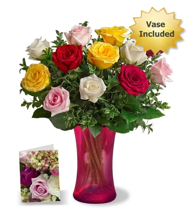 "For Mom III" Set - 12 Assorted Colorful Roses