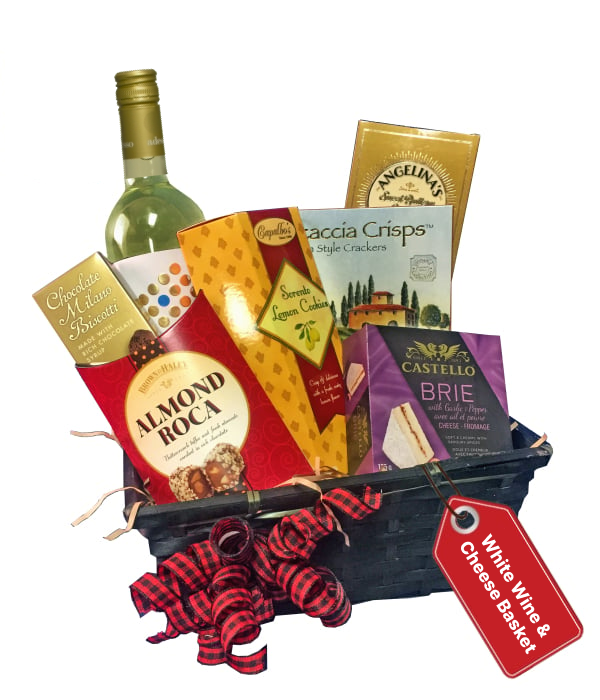 Panier-cadeau gourmand vin blanc et fromage