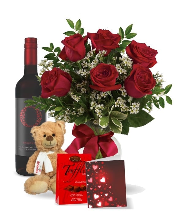 Coffret cadeau roses et vin élégants Collection 2