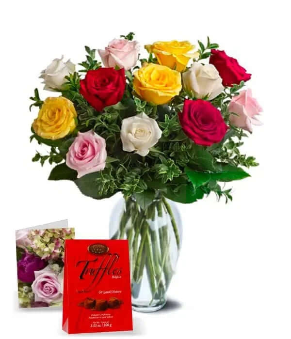 Une Douzaine de Roses Assorties Combo I