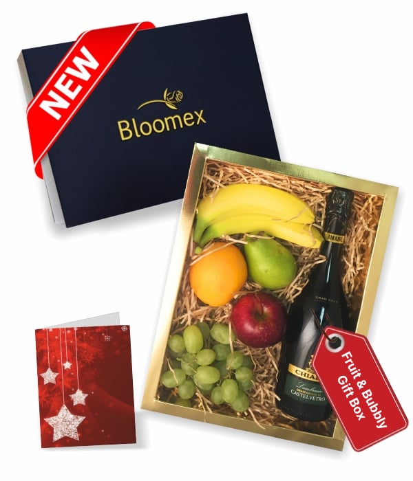 Coffret cadeau gourmand fruits et boissons pétillantes