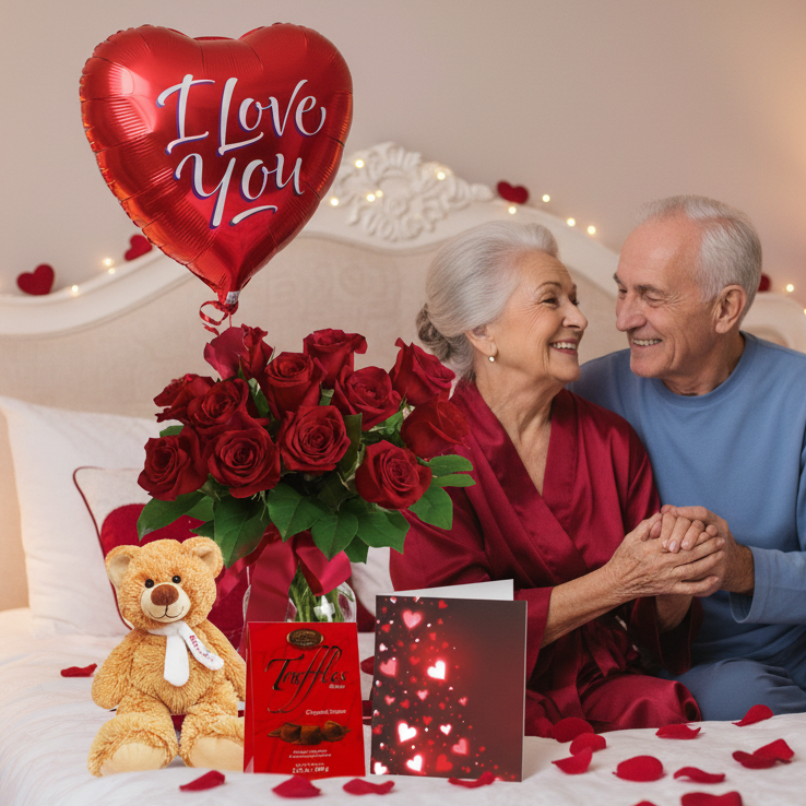 Ensemble Romantique de 12 Roses Rouges "L'Amoureux III" - Anniversaire