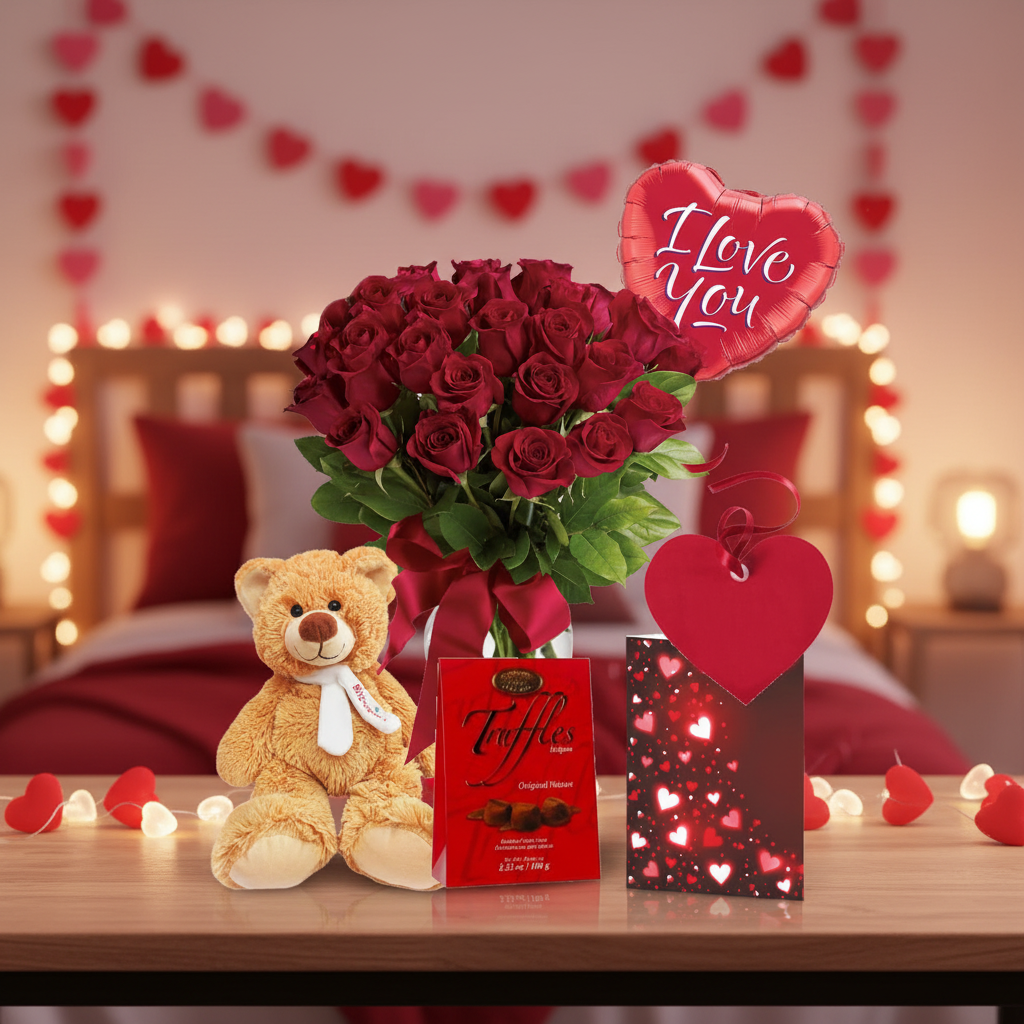 Ensemble Romantique de 24 Roses Rouges "L'Amoureux IV" - Anniversaire