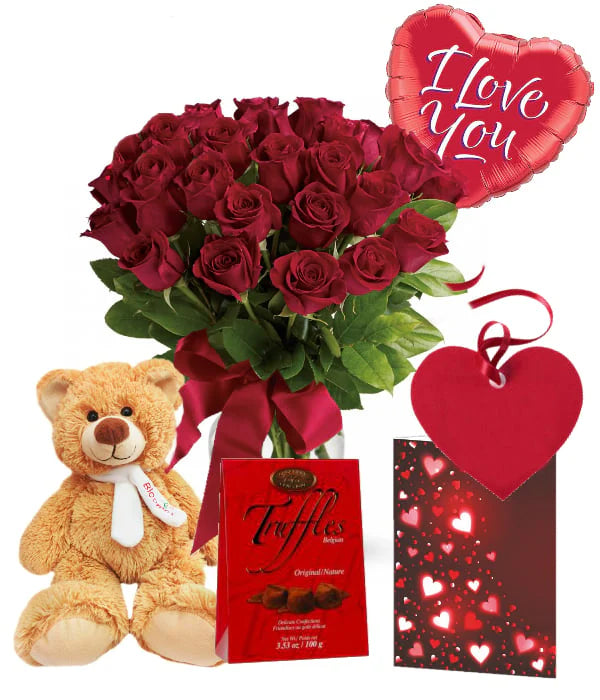 Ensemble Romantique de 24 Roses Rouges "L'Amoureux IV" - Anniversaire