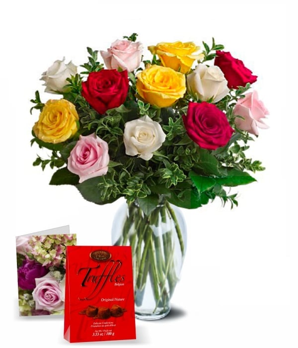 Roses colorées pour maman bouquet 2